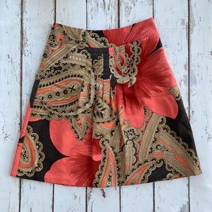Ann Taylor Orange and Brown A Line Skirt Size 2